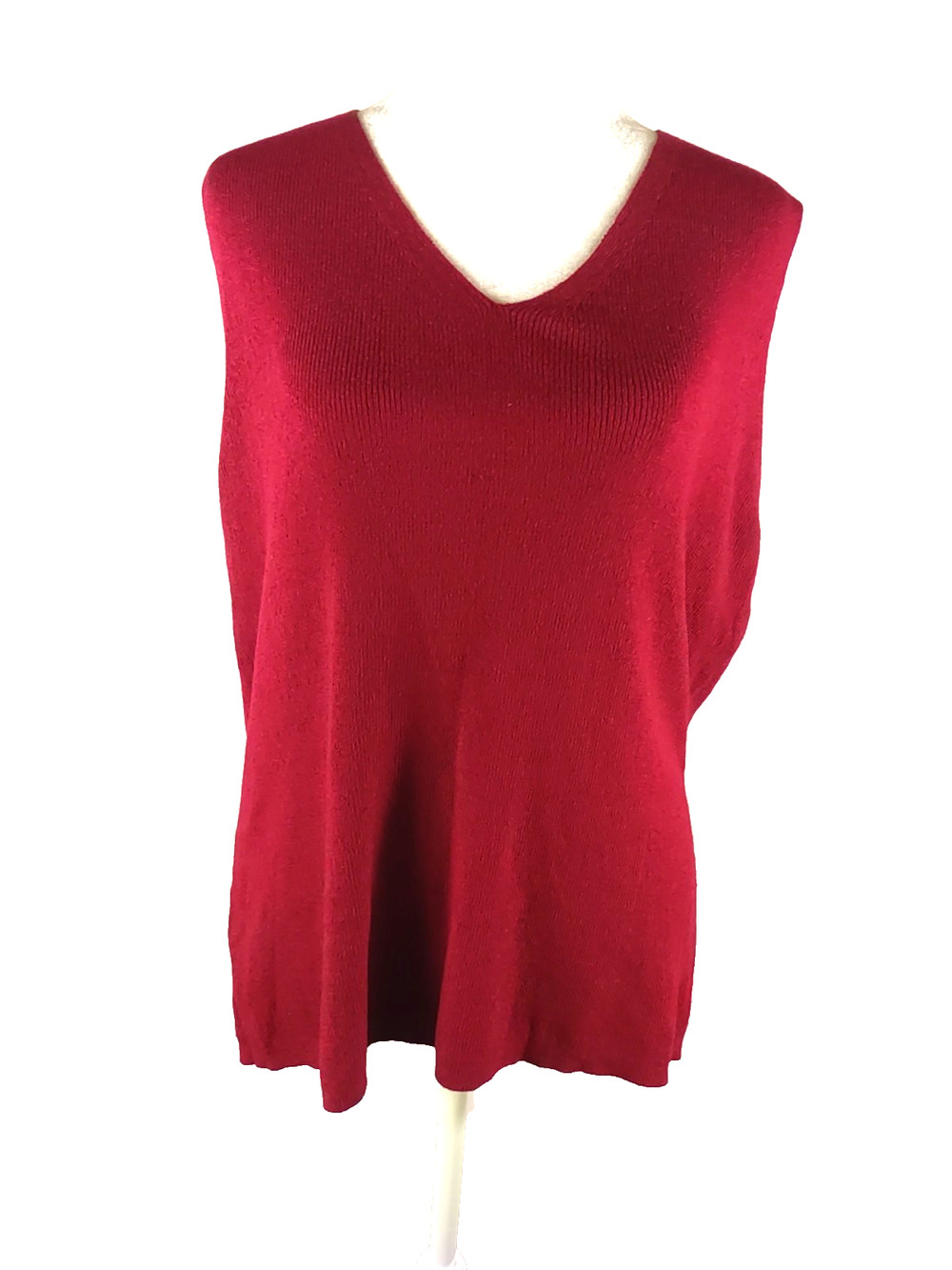 Working Classics Designs Women's Sweater Vest Size 18/20 Burgundy Red V Neck